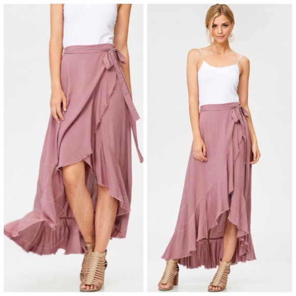 Rose high-low wrap skirt ruffle hem - Picture 1 of 3